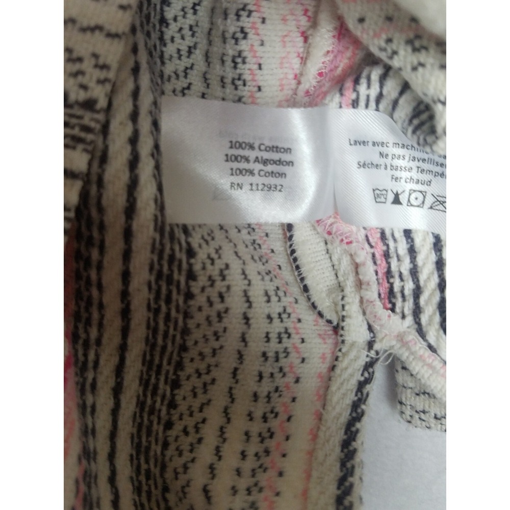Beach By Exist SZ M White Cotton Aztec Tribal Boho Pattern Pullover Hoodie Strip - Picture 10 of 10